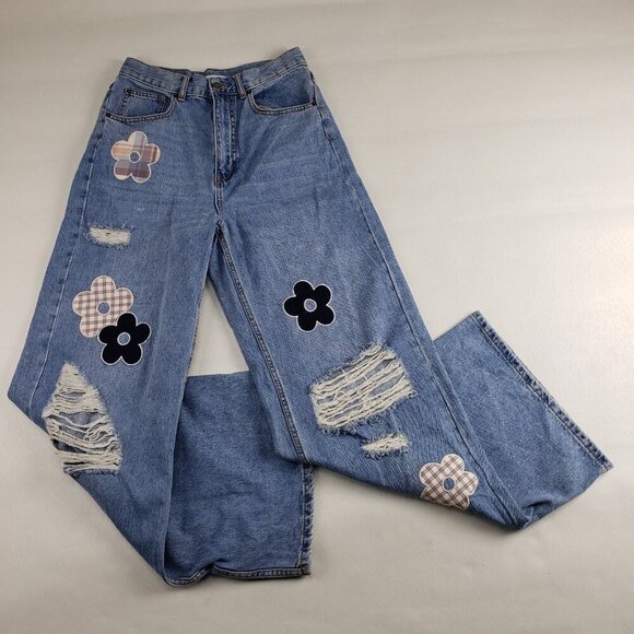 BDG Wide Leg Skater Jean Womens 27 Blue Urban Outfitters Baggy Daisy Distressed - Picture 3 of 15